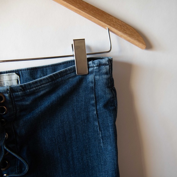 Free People Lace Up Tie Front High Waist Skinny Jeans Dark Wash - Picture 5 of 12